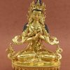 Fully Gold Gilded 9" Vajradhara Buddha Statue, Dorje Chang, Beautiful Hand Carved Details - Gallery