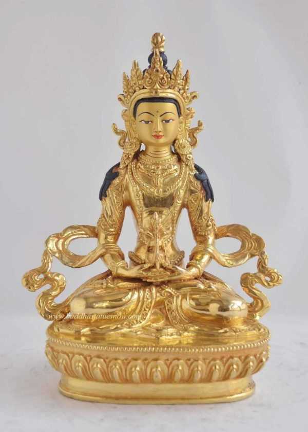 Fully Gold Gilded 8.75" Amitayus Statue - Front