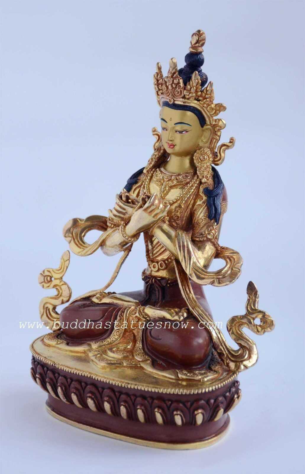 Partly Gold Gilded 9" Vajradhara Buddha Statues - Left