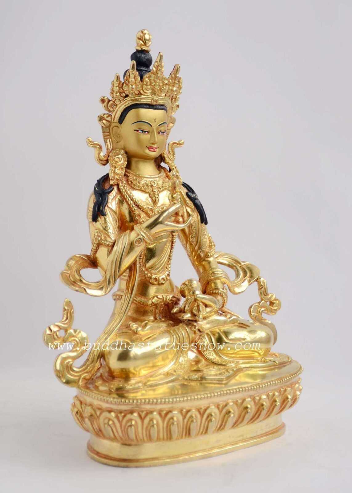 Fully Gold Gilded 9" Vajrasattva Buddha Statue - Right