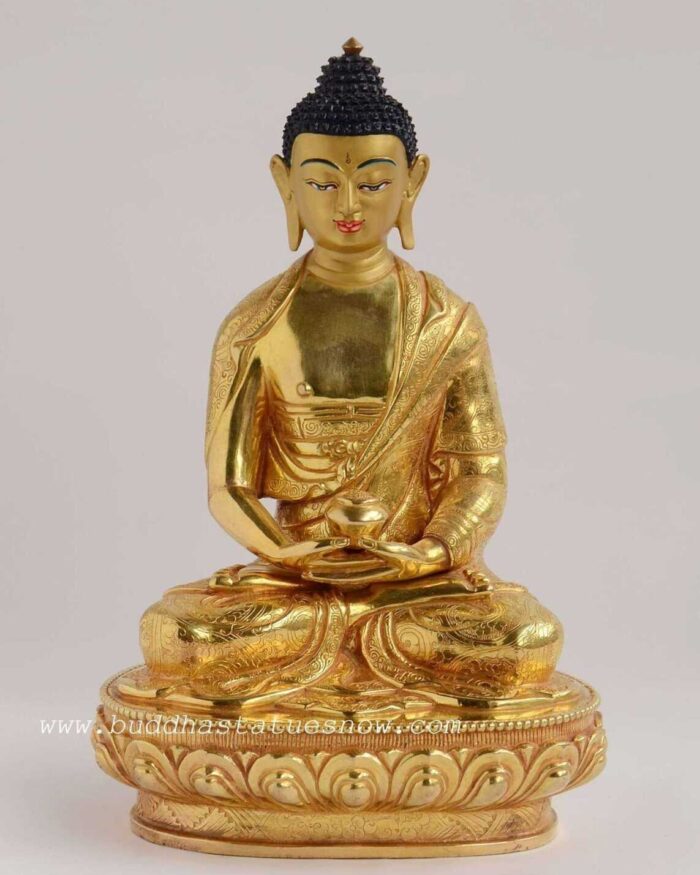 Fully Gold Gilded 8.75" Amitabha Buddha Statue - Front