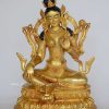 Fully Gold Gilded 9.25" Green Tara Statue - Front