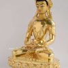 Fully Gold Gilded 10" Crowned Amitabha Buddha Statue - Left