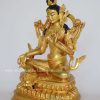 Fully Gold Gilded 9.25" Green Tara Statue - Left