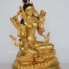 Fully Gold Gilded 9.25" Green Tara Statue - Right