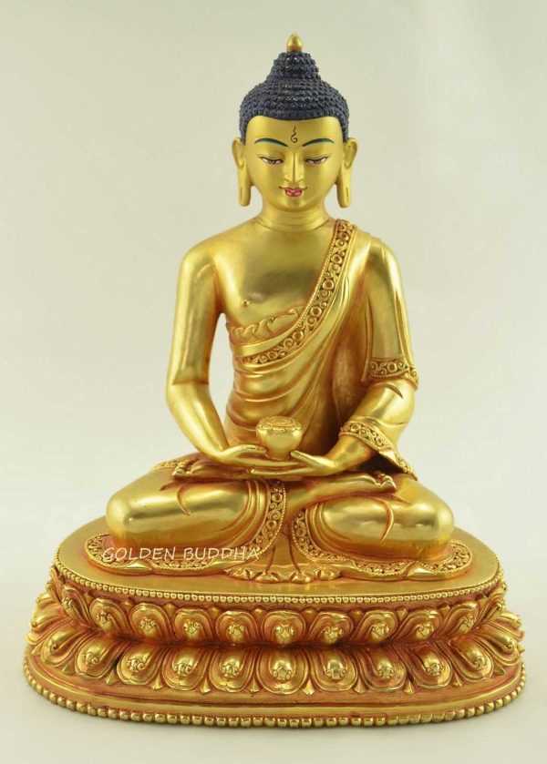 Fully Gold Gilded 8.75" Amitabha Buddha Statue Handmade - Gallery