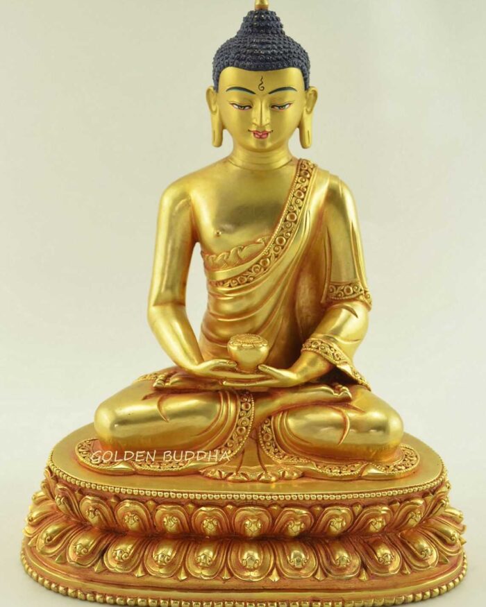 Fully Gold Gilded 8.75" Amitabha Buddha Statue Handmade - Gallery
