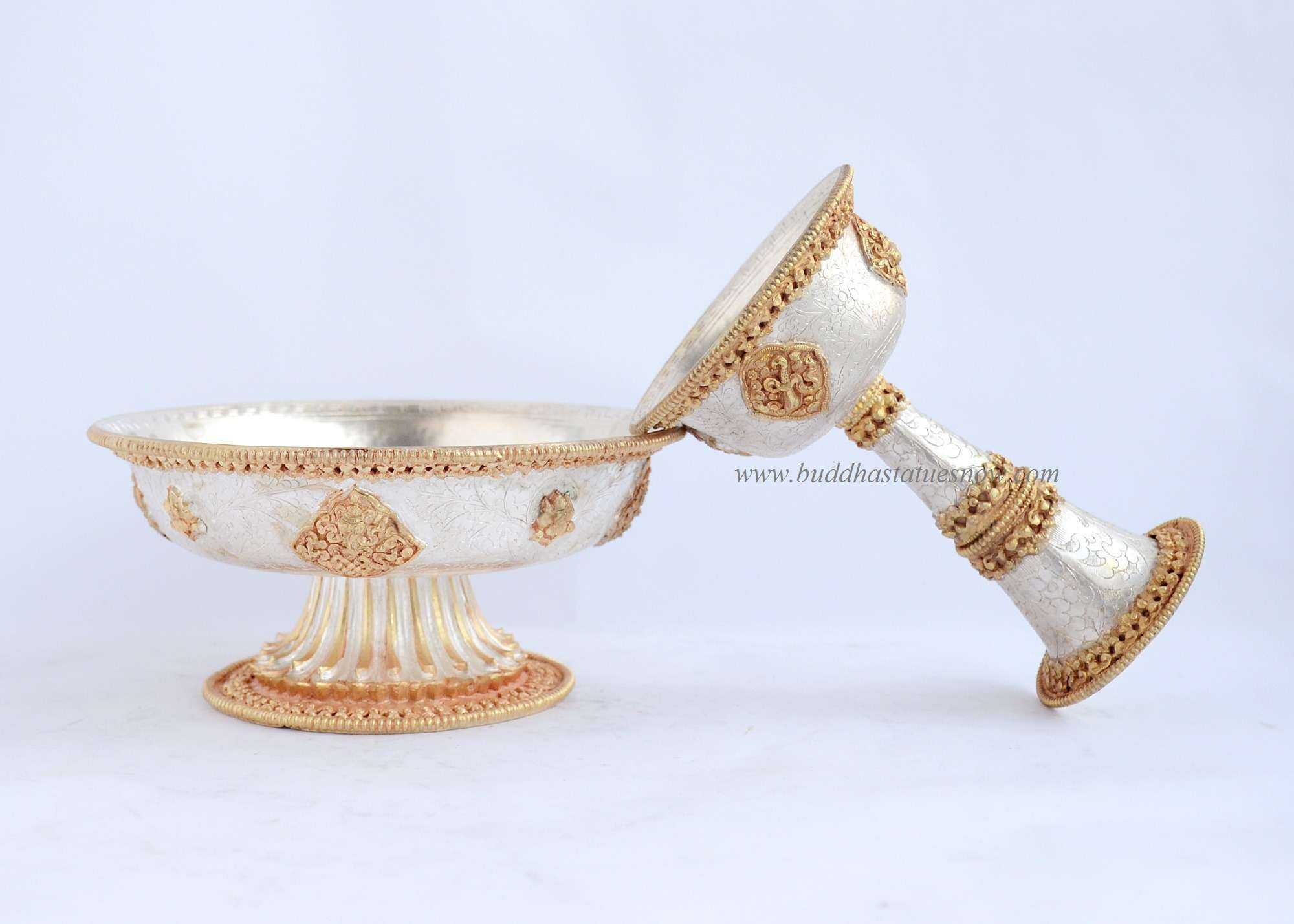 6.5" Serkyem Set for Dharmapala Offering (Gold and Silver Plated) - Left