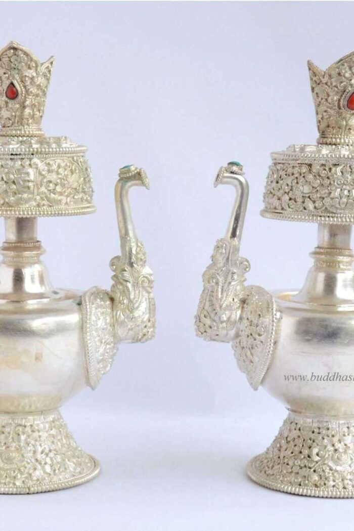 9" Tibetan Bhumpa Set (Oxidized Copper, Silver Plated) - Side
