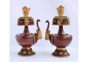 9" Tibetan Bhumpa Set (Oxidized Copper, Gold Plated) - Side