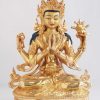 Fully Gold Gilded 12.75" Beautiful Padmapani Sculpture, Fire Gilded, Handmade - Gallery