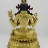 Fully Gold Gilded 15.5" Masterpiece Chenrezig Statue, Double Lotus Pedestal - Back