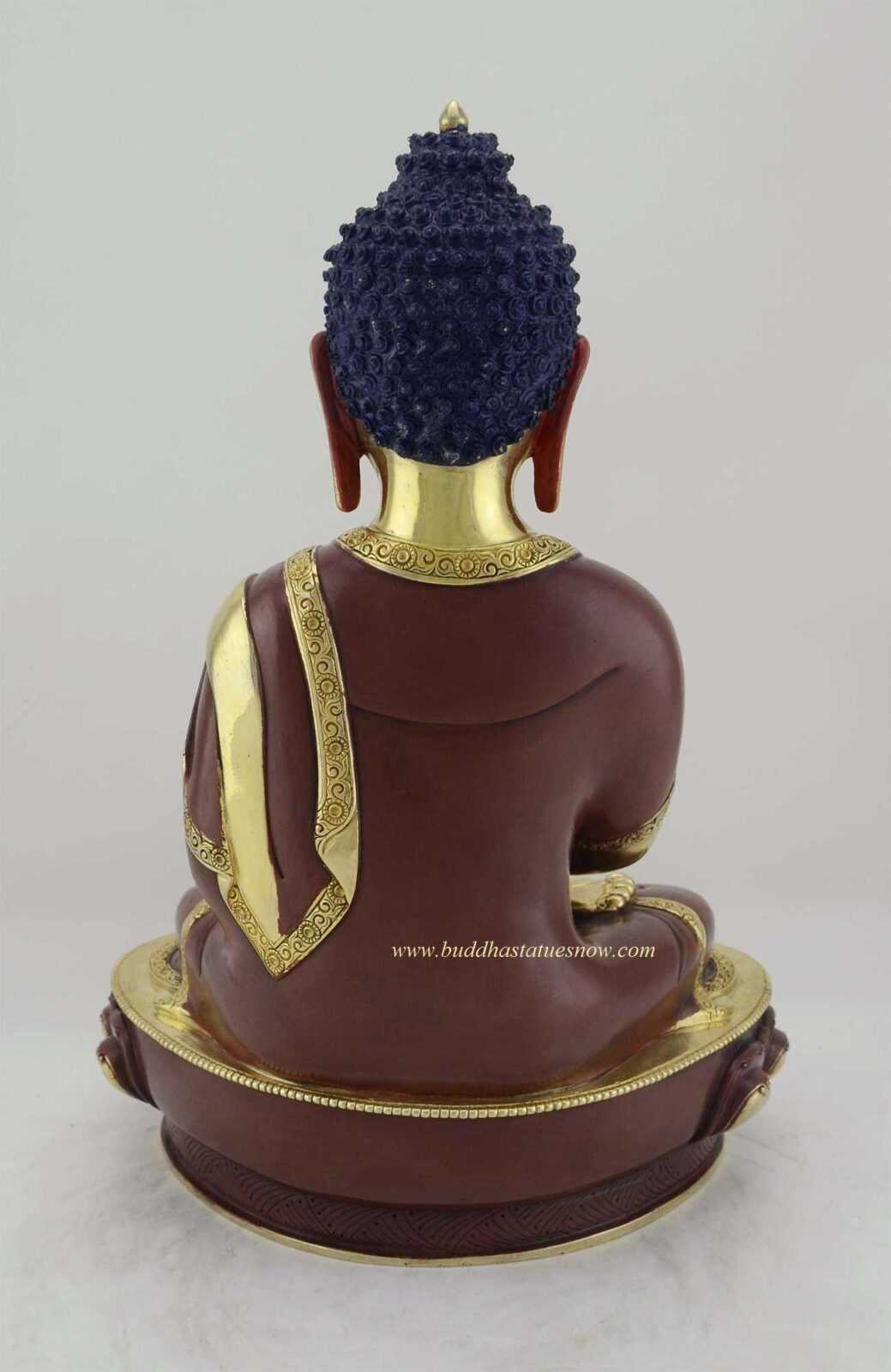 Partly Gold Gilded 12.5" Amitabha Buddha Statue - Back