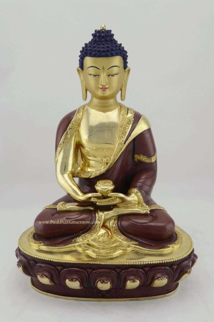 Partly Gold Gilded 12.5" Amitabha Buddha Statue - Front