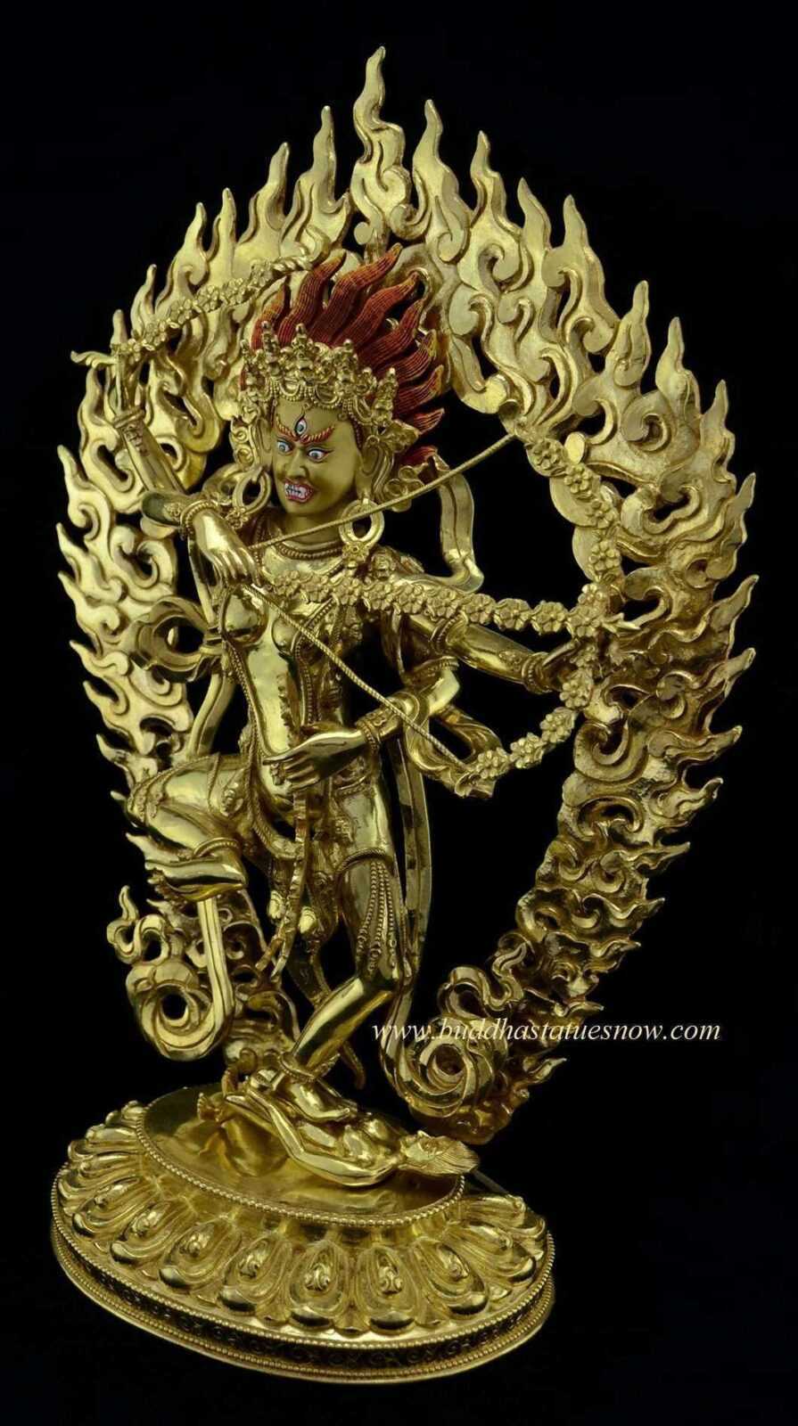Gold Gilded 15.75" Dancing Kurukulla Statue (Red Tara) - Left