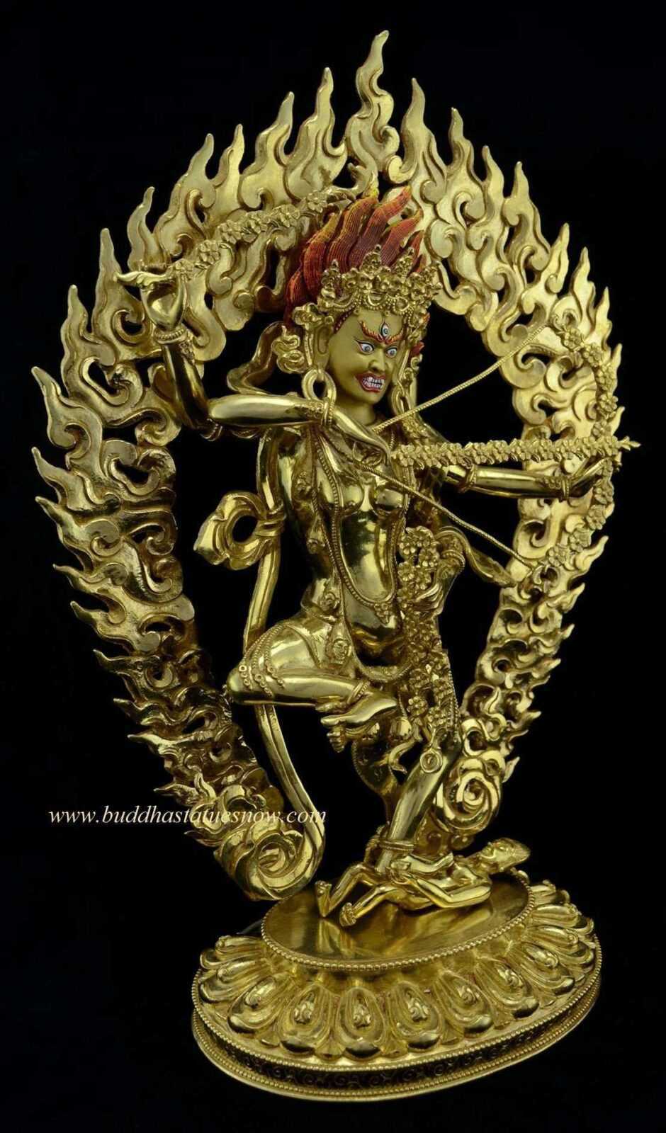 Gold Gilded 15.75" Dancing Kurukulla Statue (Red Tara) - Right
