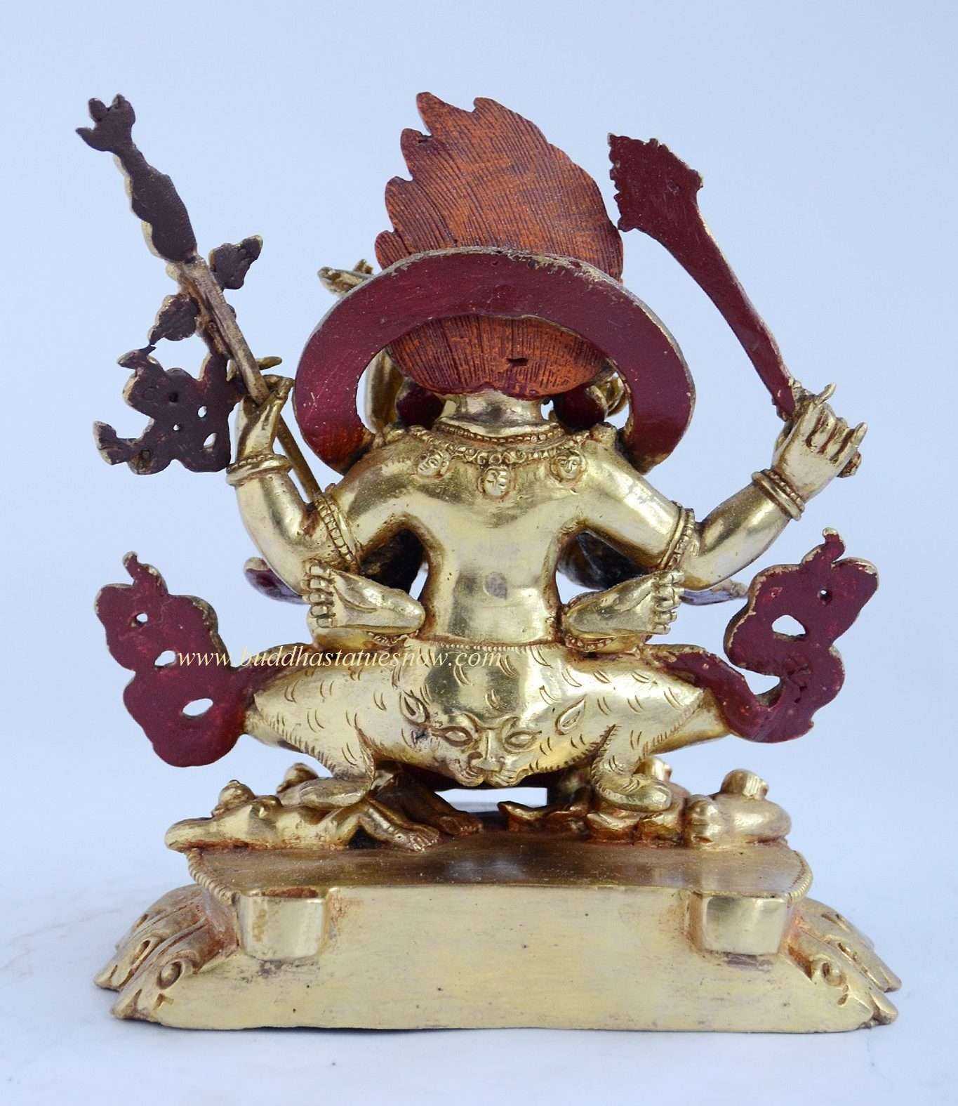 Gold Gilded 7" Chuchepa Mahakala Statue (w/Consort) - Without Frame