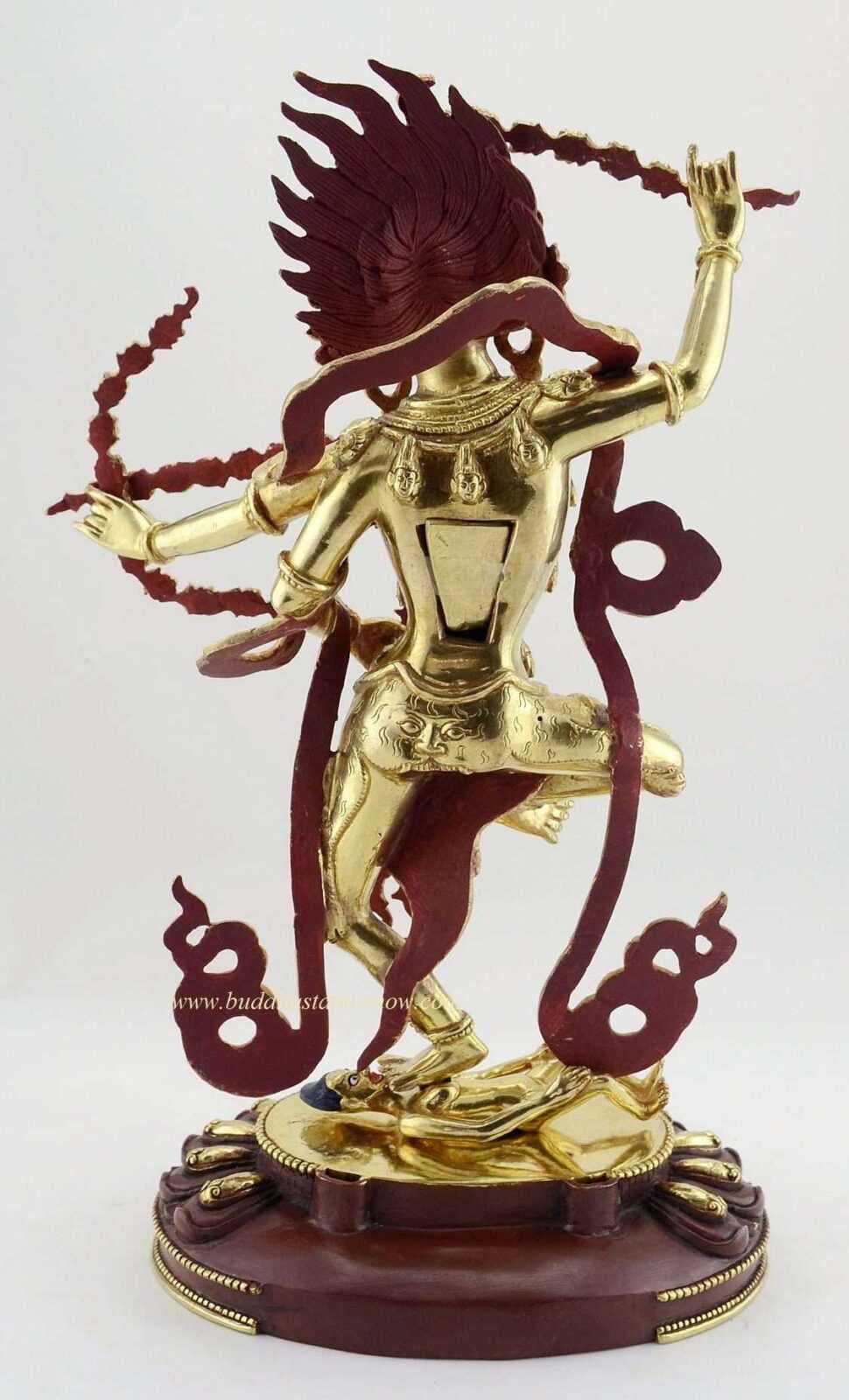 Gold Gilded 15" Dancing Red Tara Statue (Kurukulla) - Back w/o Frame