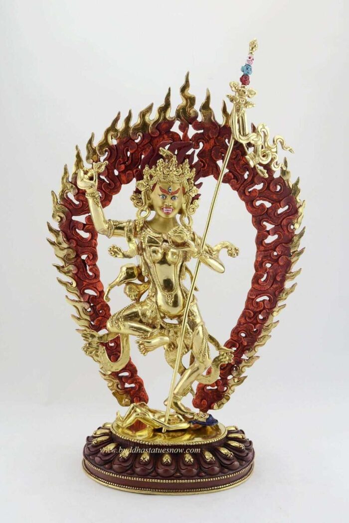 Gold Gilded 16" Vajravarahi Statue (Wrathful Vajrayogini) - Front