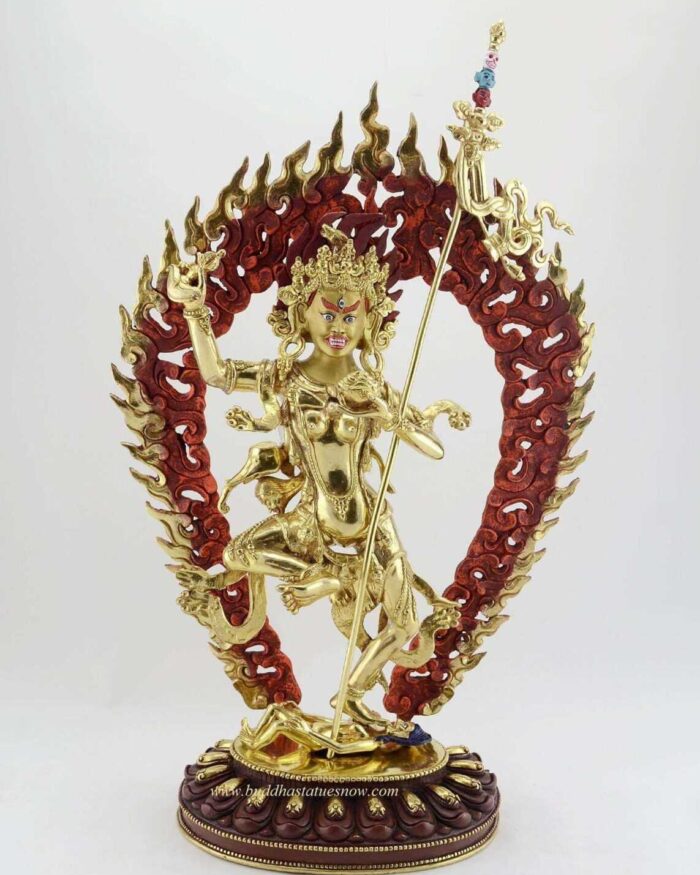 Gold Gilded 16" Vajravarahi Statue (Wrathful Vajrayogini) - Front