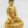 Fully Gold Gilded 9" Shakyamuni Statue, Handmade, Embedded Turquoise & Coral Stones - Right