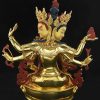 Fully Gold Gilded 13.5" Namgyalma Sculpture, Handmade, Gold Painted Face - Back