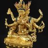 Fully Gold Gilded 13.5" Namgyalma Sculpture, Handmade, Gold Painted Face - Left