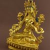 Fully Gold Gilded 9" Beautiful Dolkar Statue, Fine Detailed Engravings, Fire Gilded - Left