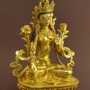 Fully Gold Gilded 9" Beautiful Dolkar Statue, Fine Detailed Engravings, Fire Gilded - Right