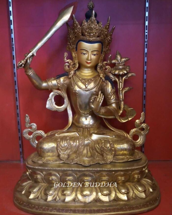 Fully Gold Gilded 17" Jampelyang Statue, Hand Face Painted 24K Gold - Gallery