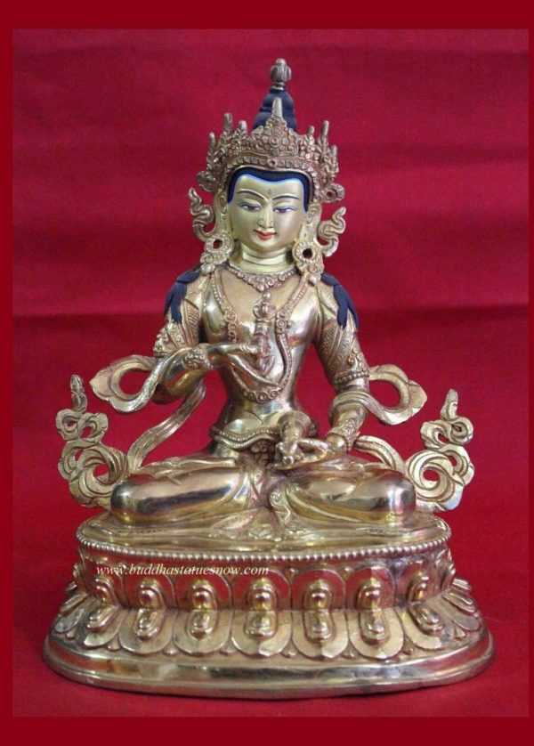 Fully Gold Gilded 12" Classic Vajrasattva Statue, Hand Face Painted - Front
