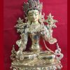 Fully Gold Gilded 12" White Tara Statue (Antique Finish) - Front