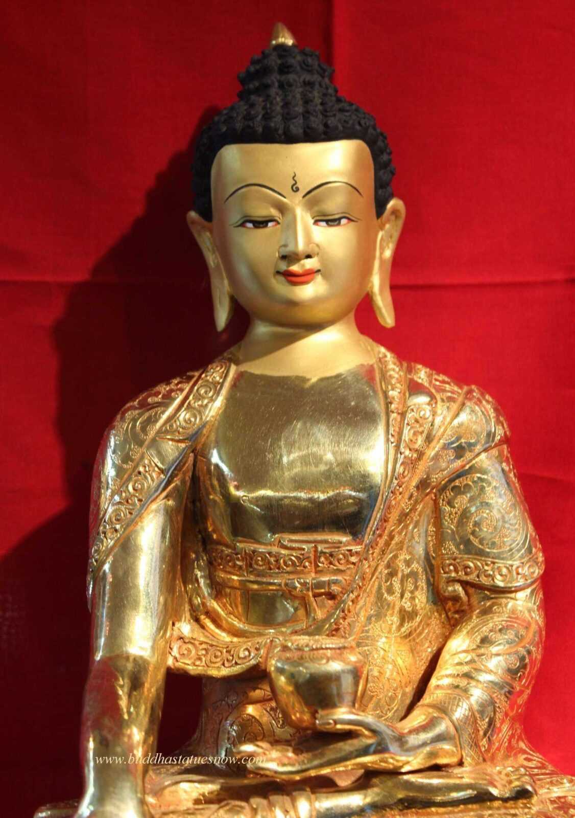 Fully Gold Gilded 8" Shakyamuni Buddha Statue (Limited Edition) - Face