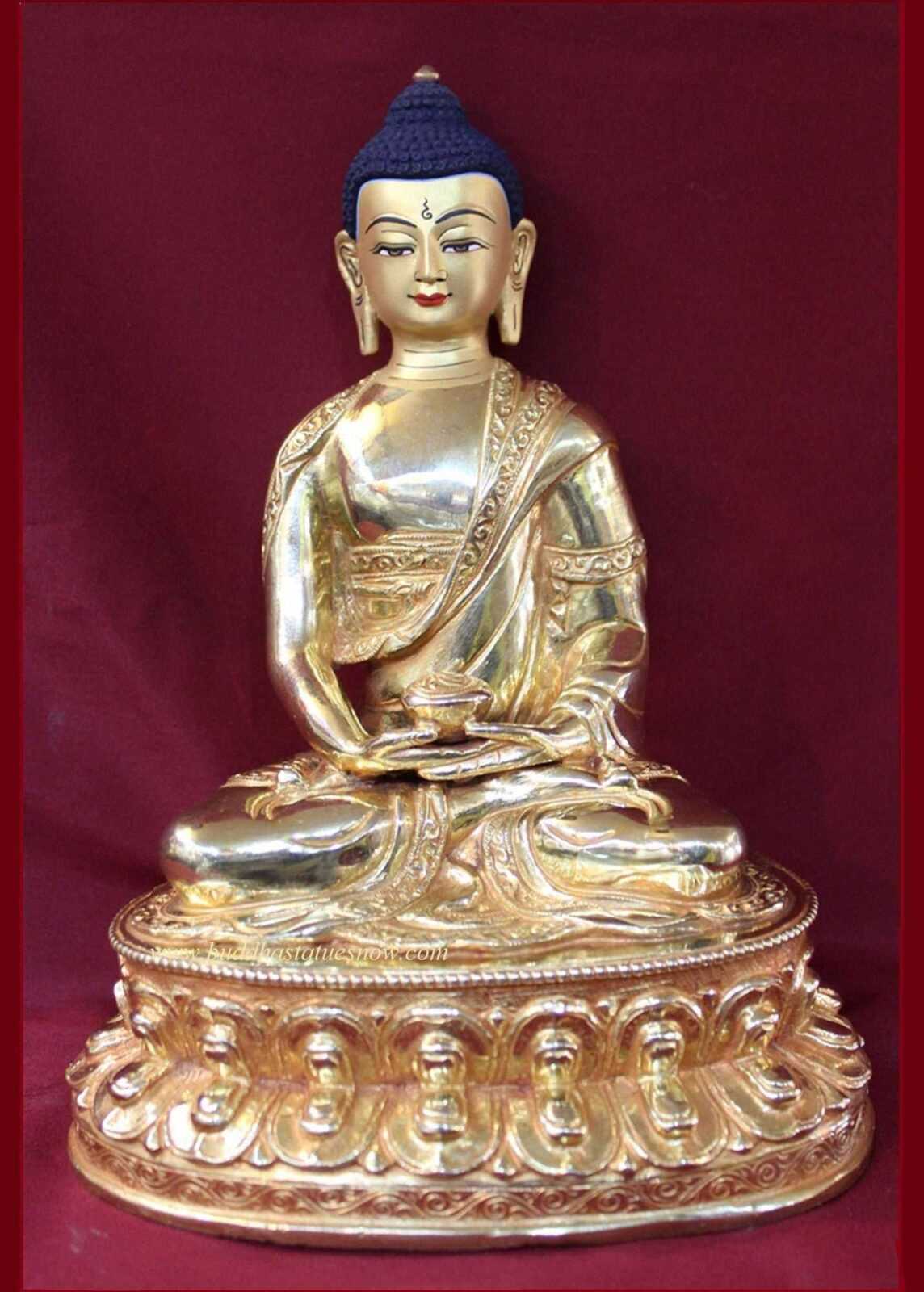 Fully Gold Gilded 8" Amitabha Buddha Statue - Front