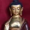 Partly Gold Gilded 8" Shakyamuni Buddha Statue (Antique Finish) - Face