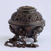 Hanging Incense Burner 3.75" Nepali Hand Carved (Traditional Design) - Closed Side