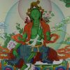 Green Tara Tibetan Thangka Hand Painted 24k Gold Detailing 33" x 23" - Front