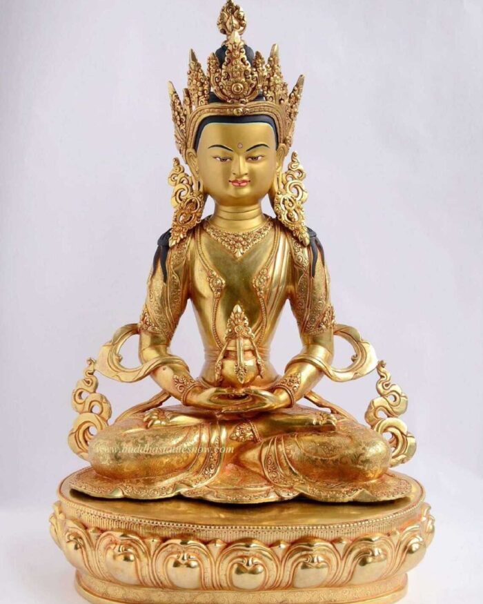 Fully Gold Gilded 20″ Amitayus Statue - Front