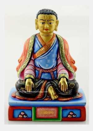 Multicolored 6" Guru Marpa Buddha Statue (24k Gold Gilded) - Front