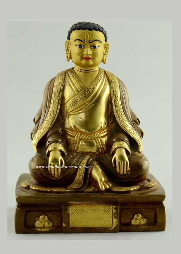 Fully Gold Gilded 6" Guru Marpa Statue (Antiquated Finish) - Front