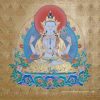 108 Chenrezig Tibetan Thangka 44" x 31.75", 24k Gold Detailing - Center Piece
