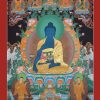 Medicine Buddha Tibetan Thangka Painting 33.5" x 24.5" (24k Gold Detailing) - Gallery