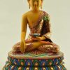 Partly Gold Gilded 14" Shakyamuni Buddha Statue (Multicolored) - Front