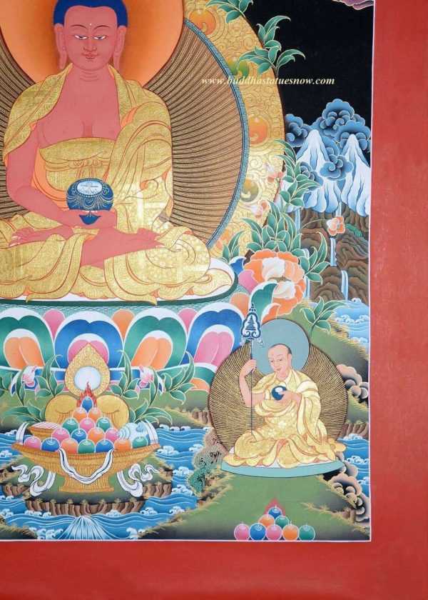 Amitabha Buddha Tibetan Thangka, 34.25" X 25", 24k Gold Detail