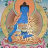 Medicine Buddha Tibetan Thangka Painting 26.5" x 20.5" (24k Gold Detail) - w/o Frame