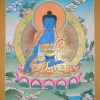 Medicine Buddha Tibetan Thangka Painting 26.5" x 20.5" (24k Gold Detail) - Full Frame