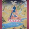 Medicine Buddha Tibetan Thangka Painting 32.25" x 27" (24k Gold Detail) - Full Image w/Frame
