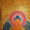 Shakyamuni Buddha Tibetan Thangka Painting 42" x 30.75" (24k Gold Detail) - Top Center