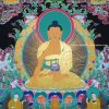 Shakyamuni Buddha Tibetan Thangka Painting 47" x 36" (24k Gold Detail) - Gallery