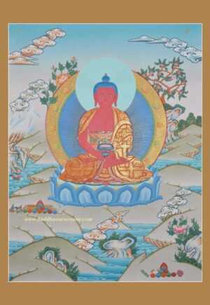 Amitabha Buddha Thangka, 26" x 20.25" (24k Gold Detail) - Gallery